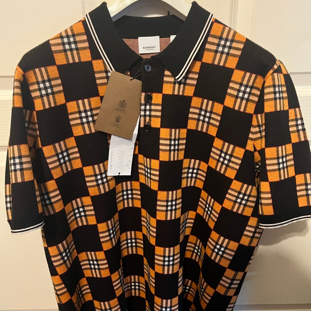 Burberry Checked wool-blend polo shirt
